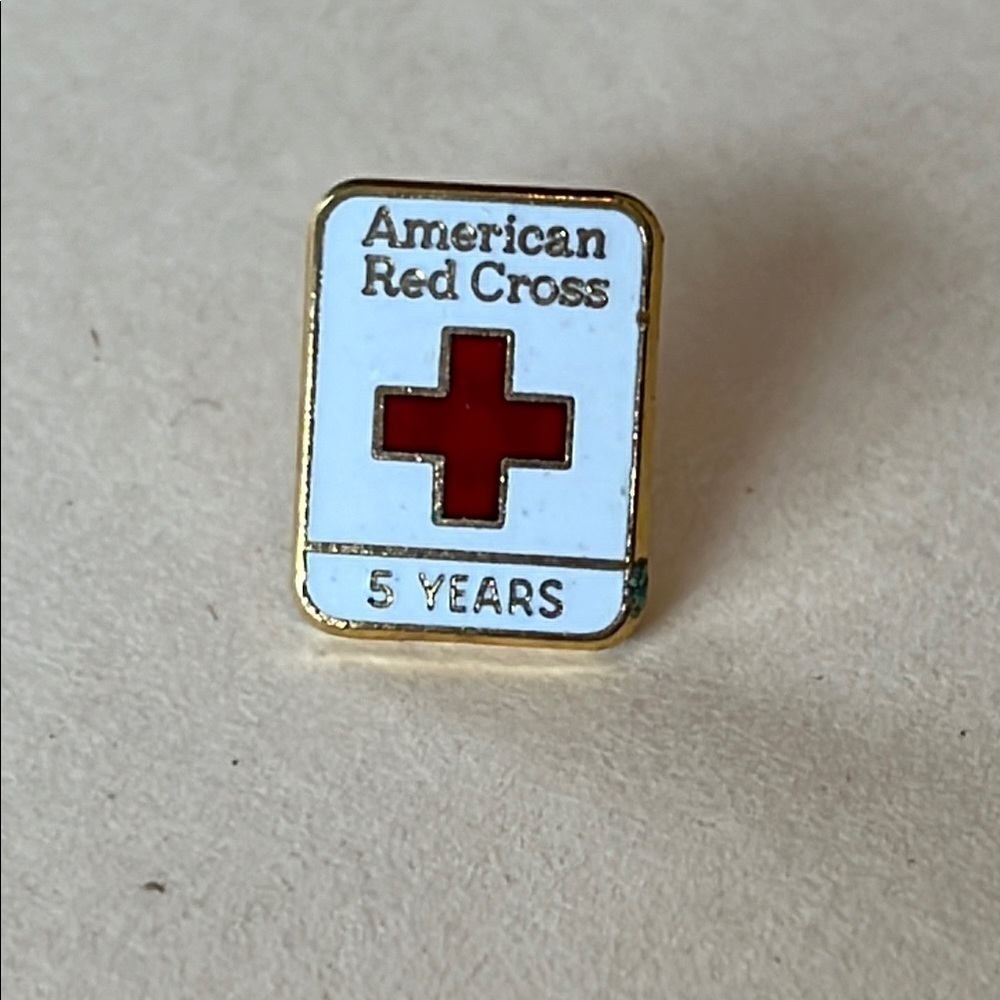 Vintage 24K Gold Plated American Red Cross Fifteen Years Lapel Pin